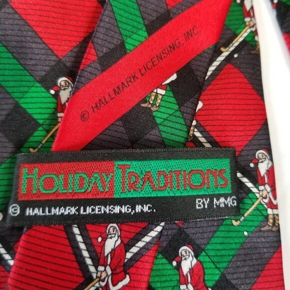 Hallmark Golf Santa Men's Silk Necktie Christmas Holiday Traditions Hand Made - Picture 7 of 8